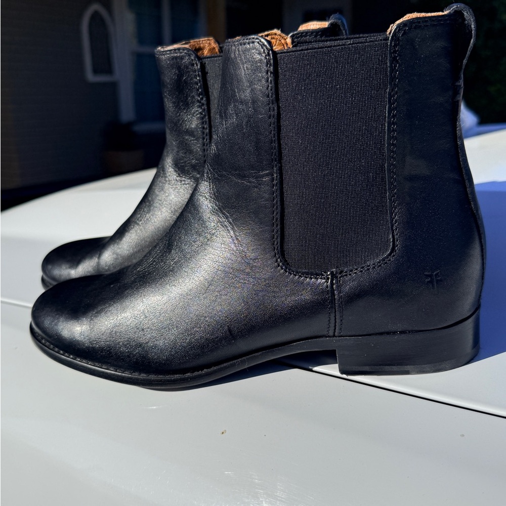 Frye Black Leather Ankle Boots